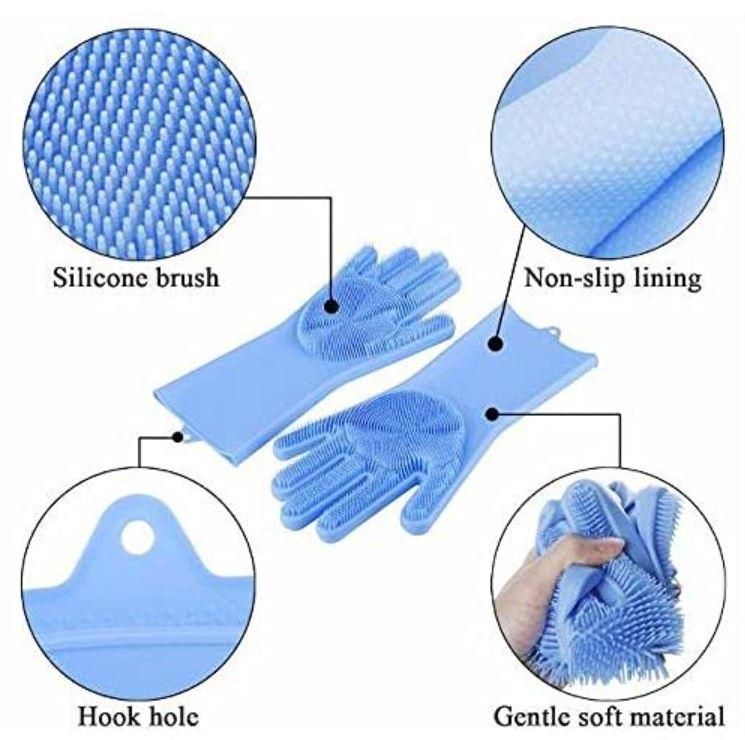 Gloves-Silicone Dish Washing Gloves,Silicon Cleaning Gloves,Silicon Hand Gloves for Kitchen Dishwashing and Pet Grooming, Heat Resistant Gloves