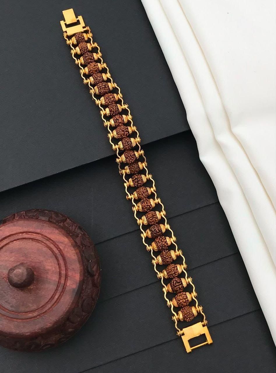 Rudraksha Bracelet With Gold Plating.