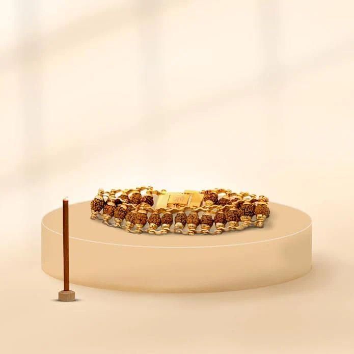 Rudraksha Bracelet With Gold Plating.