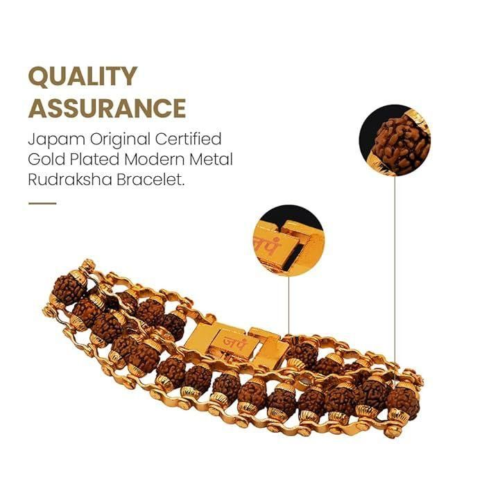 Rudraksha Bracelet With Gold Plating.