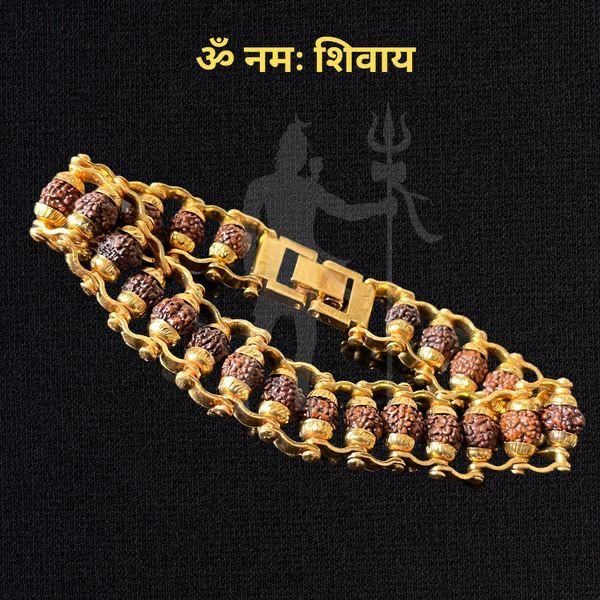 Rudraksha Bracelet With Gold Plating.