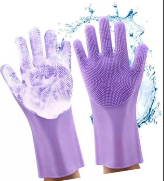 Gloves-Silicone Dish Washing Gloves,Silicon Cleaning Gloves,Silicon Hand Gloves for Kitchen Dishwashing and Pet Grooming, Heat Resistant Gloves