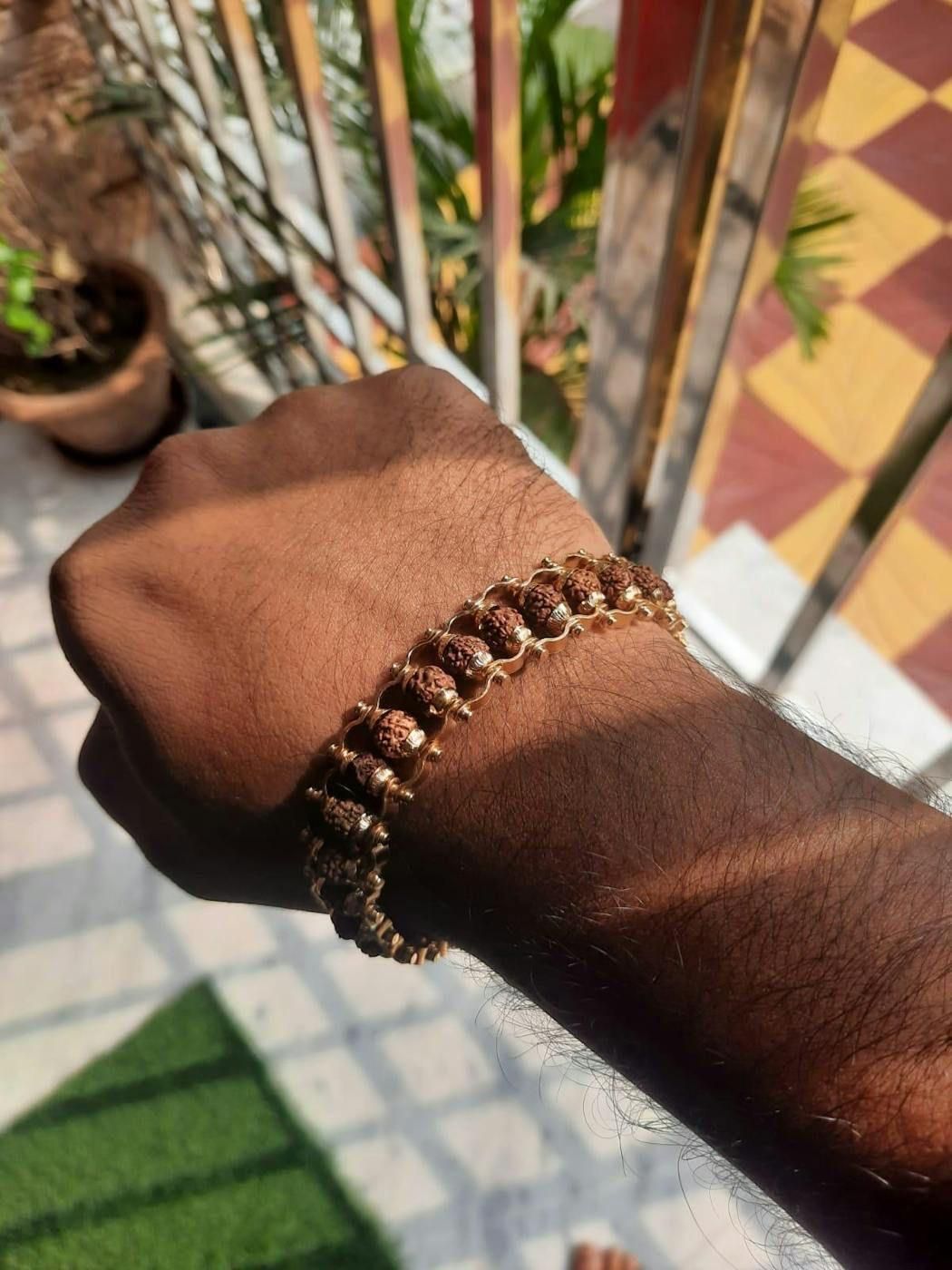Rudraksha Bracelet With Gold Plating.