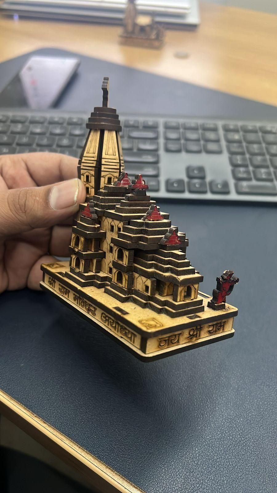 Ram mandir Showpiece Wooden Temple for Gift