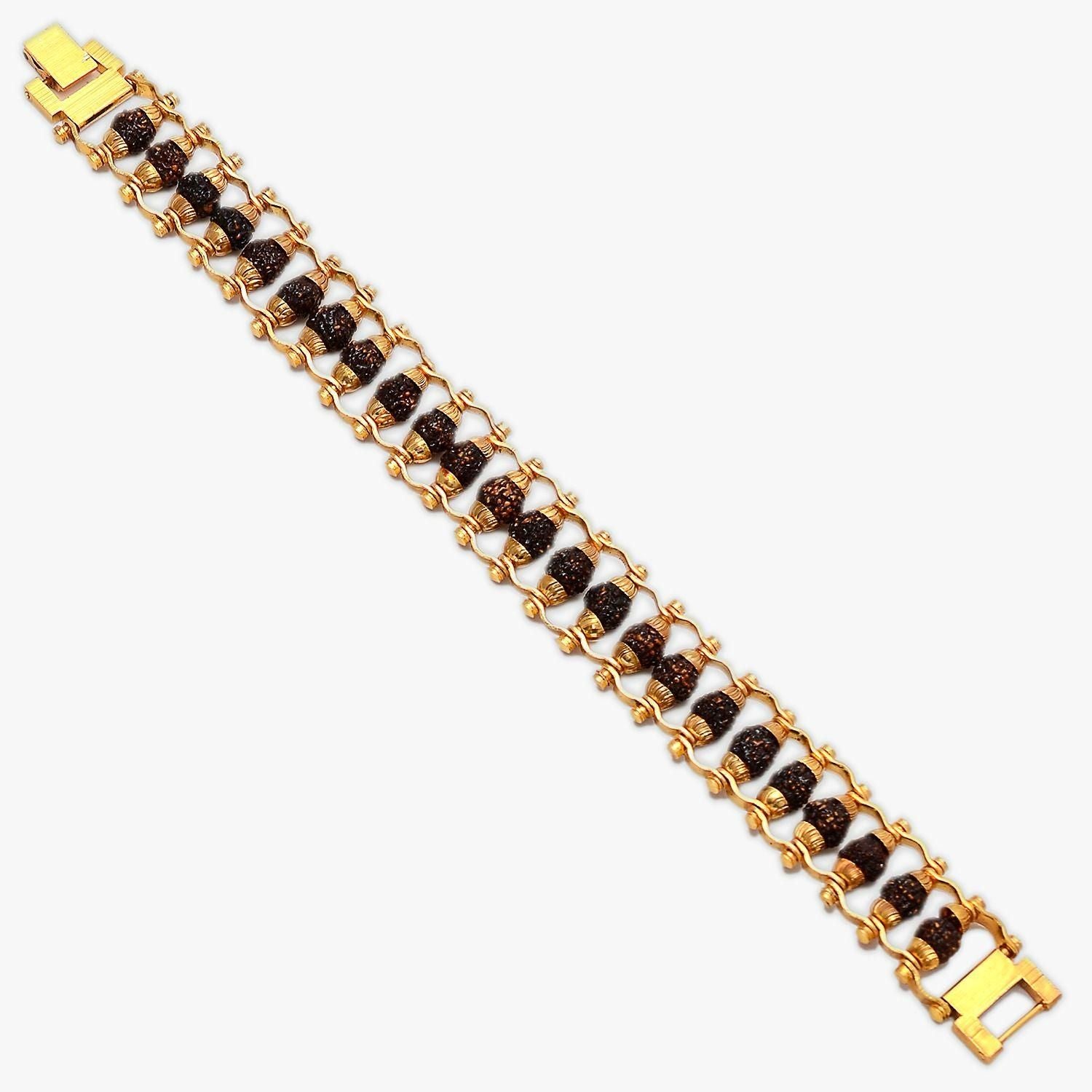 Rudraksha Bracelet With Gold Plating.